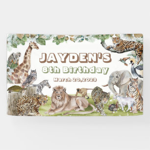Oerwoud Forest Wild Animals Birthday Banner