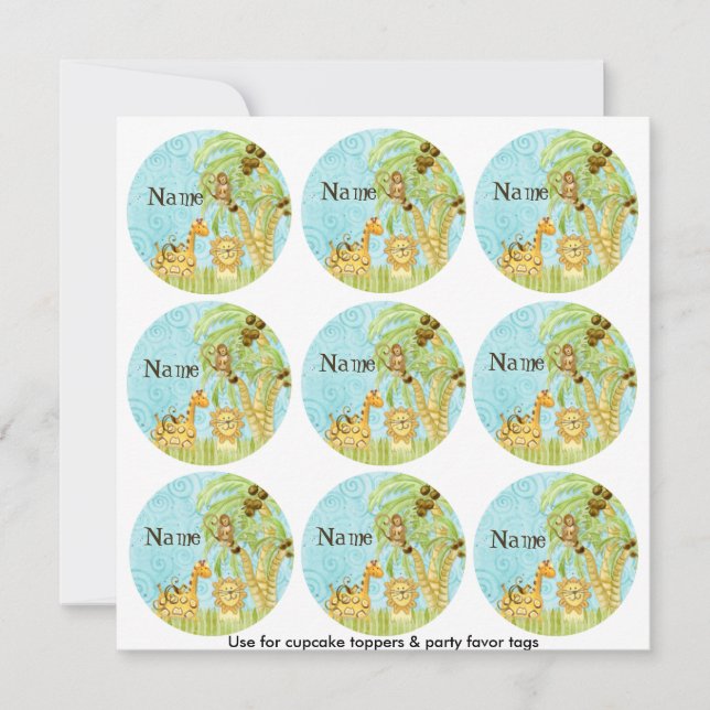 Oerwoud Giraffe Baby Cupcake Topper Shower Kit (Voorkant)