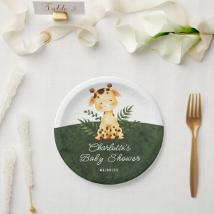Oerwoud Giraffe Baby shower 7-inch Bord