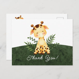 Oerwoud Giraffe Baby shower Dank u Briefkaart