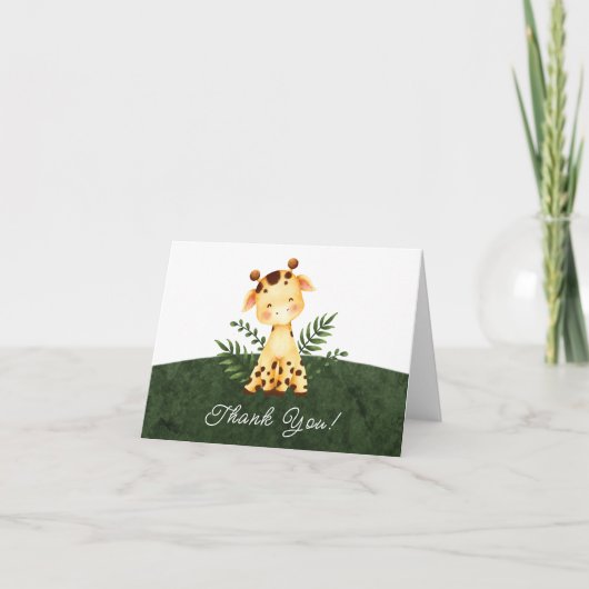 Oerwoud Giraffe Baby shower Hartelijk dank Bedankkaart (Voorkant)