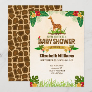 Oerwoud Giraffe Baby shower Kaart