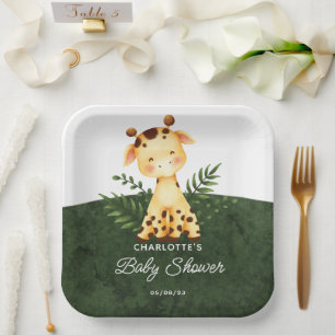 Oerwoud Giraffe Baby shower Papieren Borden Papieren Bordje