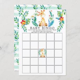 Oerwoud Giraffe BINGO Baby shower Game Kaart