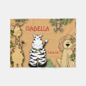 Oerwoud, Giraffe, leeuw, Zebra, aap Fleece Deken (Voorkant (Horizontaal))