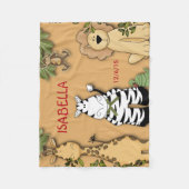 Oerwoud, Giraffe, leeuw, Zebra, aap Fleece Deken (Voorkant)