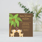 Oerwoud Giraffe Multiple Baby Shower Invitaties Kaart (Staand voorkant)