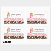 Oerwoud Giraffe (roze) Custom Book Bord Sticker (Vel)