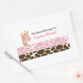 Oerwoud Giraffe (roze) Custom Book Bord Sticker (Envelop)
