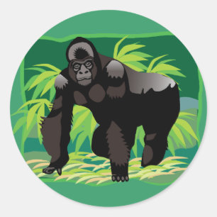 Oerwoud Gorilla Ronde Sticker