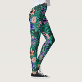 Oerwoud Green Coral Waterverf Greenery Pattern Leggings (Rechts)