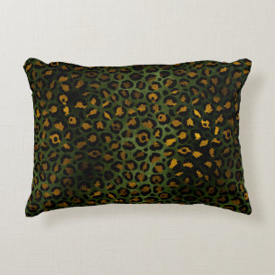 Oerwoud Green Yellow Cheetah Leopard Pattern Accent Kussen