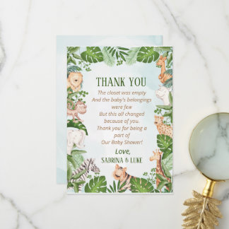 Oerwoud Greenery Baby shower Bedankkaart
