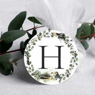 Oerwoud Greenery Monogram Wedding Envelope Seal Ronde Sticker