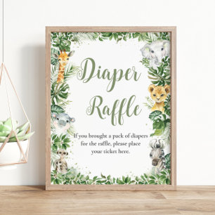 Oerwoud Groen Baby shower Luier Raffle Sign Poster