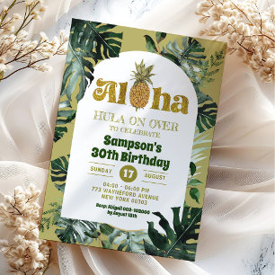 Oerwoud Groen Tropisch Aloha Ananas Verjaardag Kaart