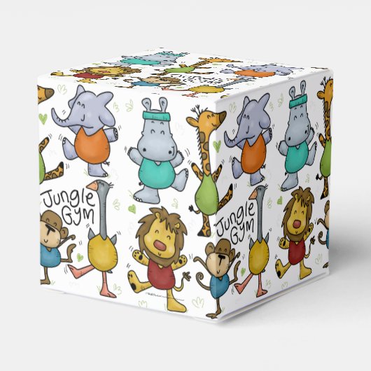 Oerwoud Gym Exercising Animals Bedankdoosjes (Achterkant)