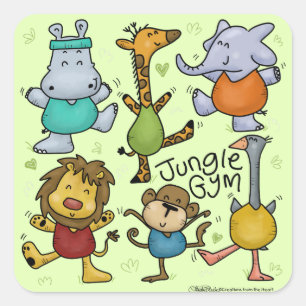 Oerwoud Gym Exercising Animals Vierkante Sticker