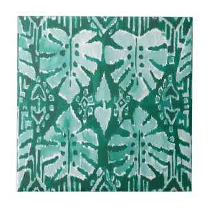 OERWOUD IKAT Hawaiian Green Tribal Tropical Tegeltje