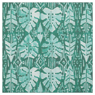 OERWOUD IKAT Hawaiian Tropical Tribal Monstera Stof