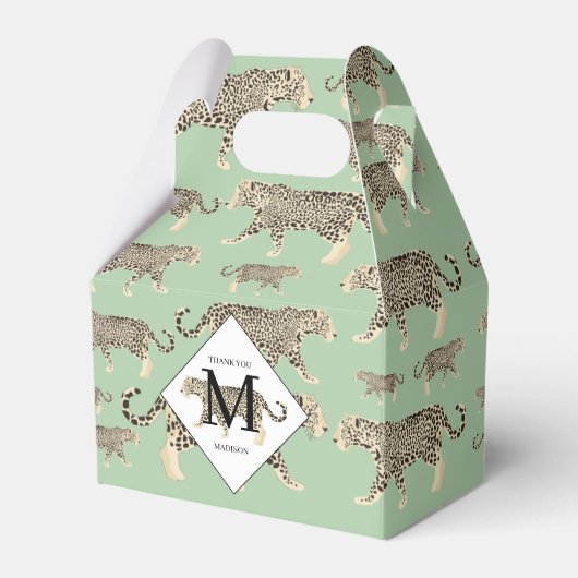 Oerwoud Jaguar Animal Pattern Initiaal Monogram Bedankdoosjes (Voorkant Zijde)