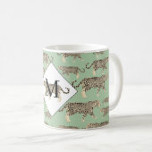 Oerwoud Jaguar Animal Pattern Initiaal Monogram Koffiemok (Voorkant rechts)