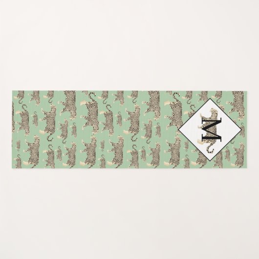 Oerwoud Jaguar Animal Pattern Initiaal Monogram Yogamat (Voorkant (horizontaal))