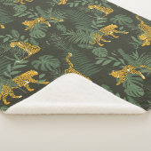 Oerwoud Jaguar Green Monstera looft het patroon Sherpa Deken (3/4)