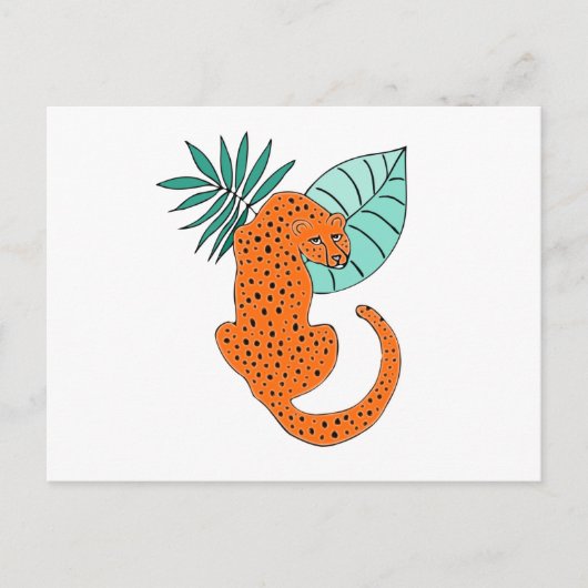 Oerwoud Jaguar Tropical Fern Briefkaart (Voorkant)