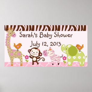 Oerwoud Jill/Girl Animals Baby shower Poster/Banne Poster