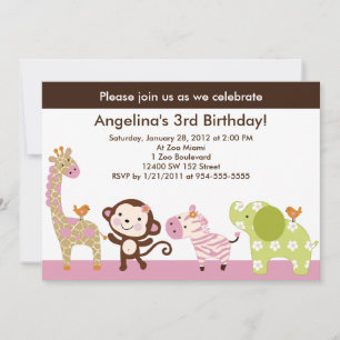Oerwoud Jill / Girl Anithday Invitation Kaart