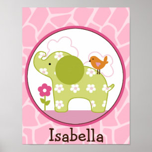 Oerwoud Jill/Girl Elephant Personalized Art Poster