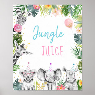 Oerwoud Juice Pink Gold Tropical Safari Birthday Poster