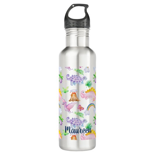 Oerwoud kinderen Dinosaur Rainbow-Waterverf Waterfles (Voorkant)