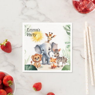 Oerwoud Kwekerij baby kinder party safari schattig Servet