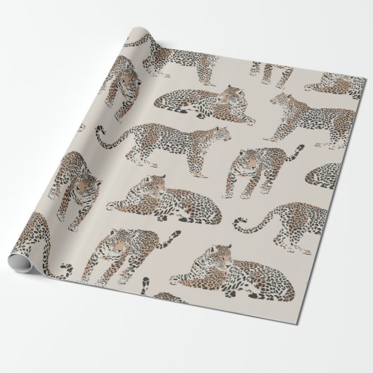 Oerwoud Leopard Wild Animal Pattern Cadeaupapier (Uitgerold)