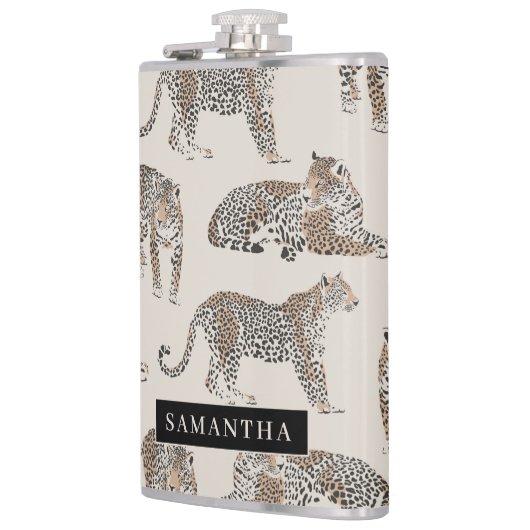 Oerwoud Leopard Wild Animal Pattern Heupfles (Links)