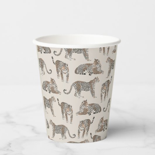 Oerwoud Leopard Wild Animal Pattern Papieren Bekers (Voorkant)
