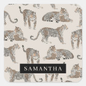 Oerwoud Leopard Wild Animal Pattern Vierkante Sticker (Voorkant)