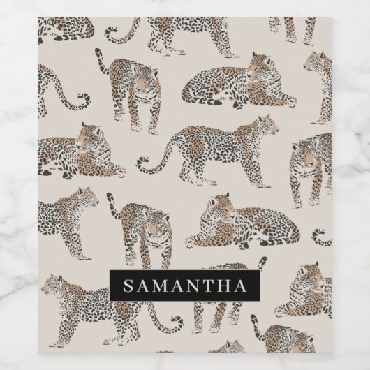 Oerwoud Leopard Wild Animal Pattern Wijn Etiket (Enkel label)