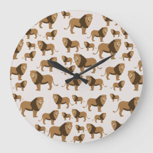 Oerwoud Lion Animal Patroon Grote Klok