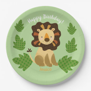 Oerwoud Lion Eigen naam Birthday Party Papieren Bordje