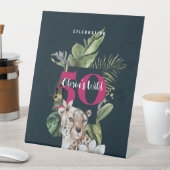 Oerwoud Luipaard Roze Milestone Verjaardagsfeest Reclamebord Met Voetstuk (Insitu)