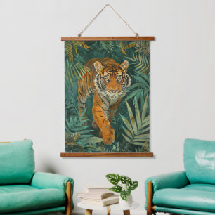 Oerwoud Majesteit: Tijger in het Tropisch Paradijs Hangend Wandkleed