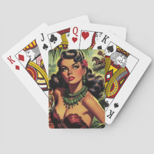 Oerwoud Meisje Pin Up Pokerkaarten