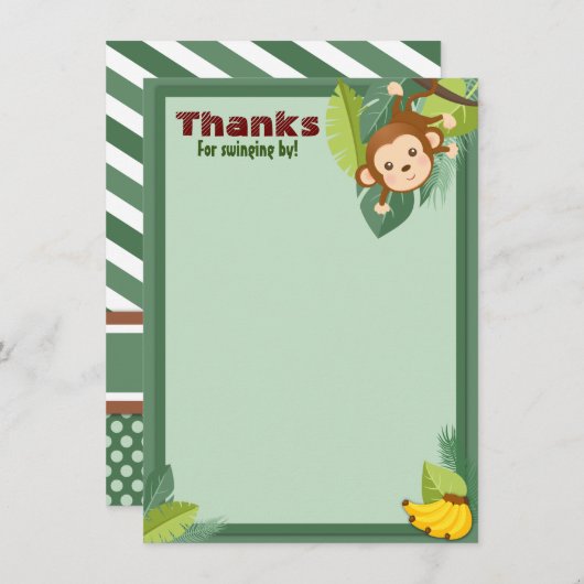 Oerwoud Mone Animal Boy Birthday Shower Bedankkaart (Voorkant / Achterkant)