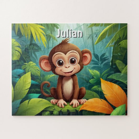Oerwoud Monkey Adventure gepersonaliseerd Legpuzzel (Horizontaal)