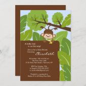 Oerwoud Monkey Boy Baby shower Uitnodiging (Voorkant / Achterkant)