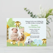 Oerwoud Monkey Foto Birthday Uitnodiging (Staand voorkant)