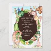 Oerwoud Monkey & Giraffe Baby Shower Uitnodigingen (Voorkant)